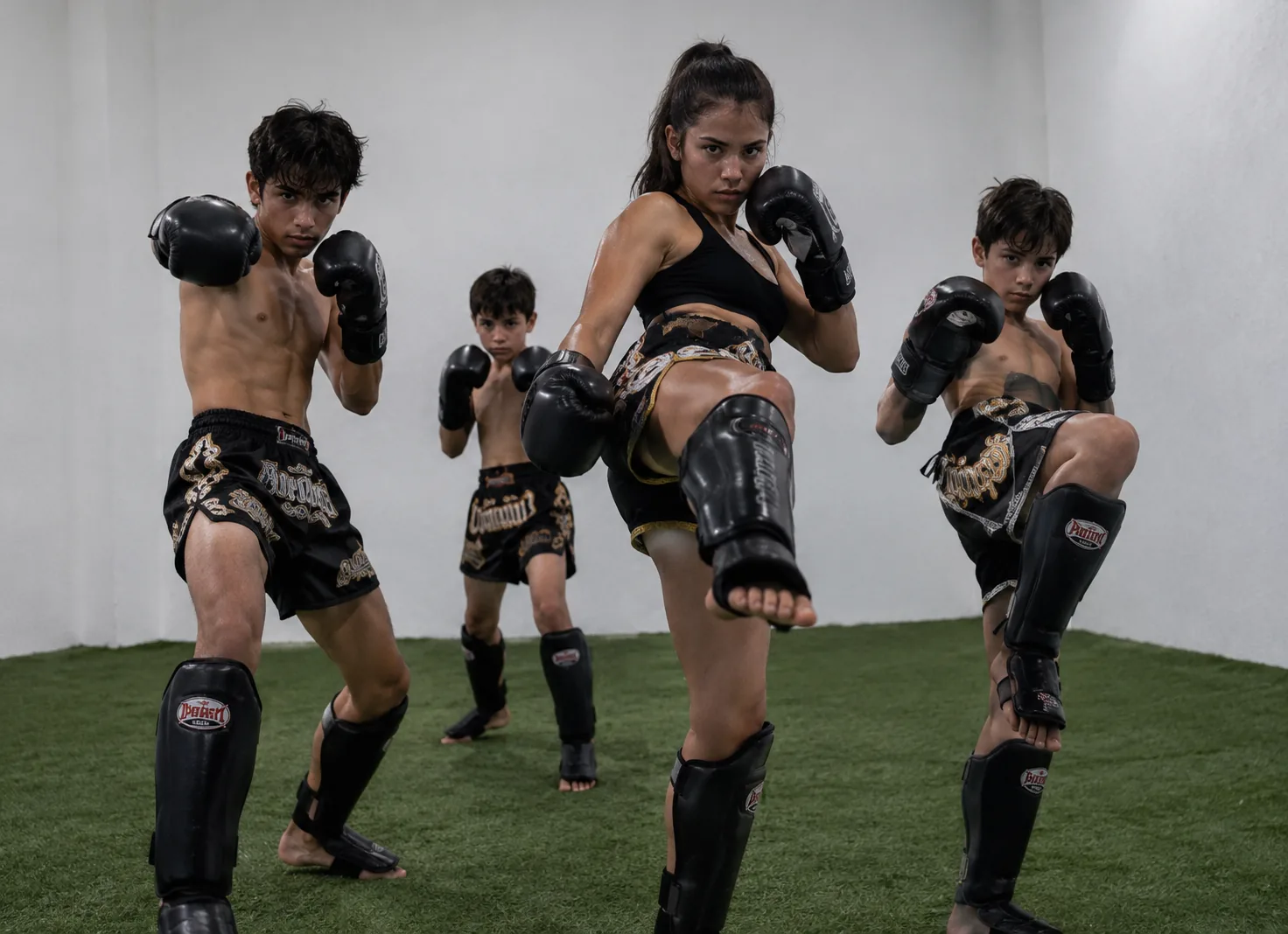 Guerreros de Muay Thai en acción